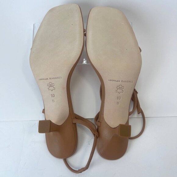 Loeffler Randall Women Triana Dune Sandals Leather Square Toe Kitten Heels 10B - Picture 7 of 11
